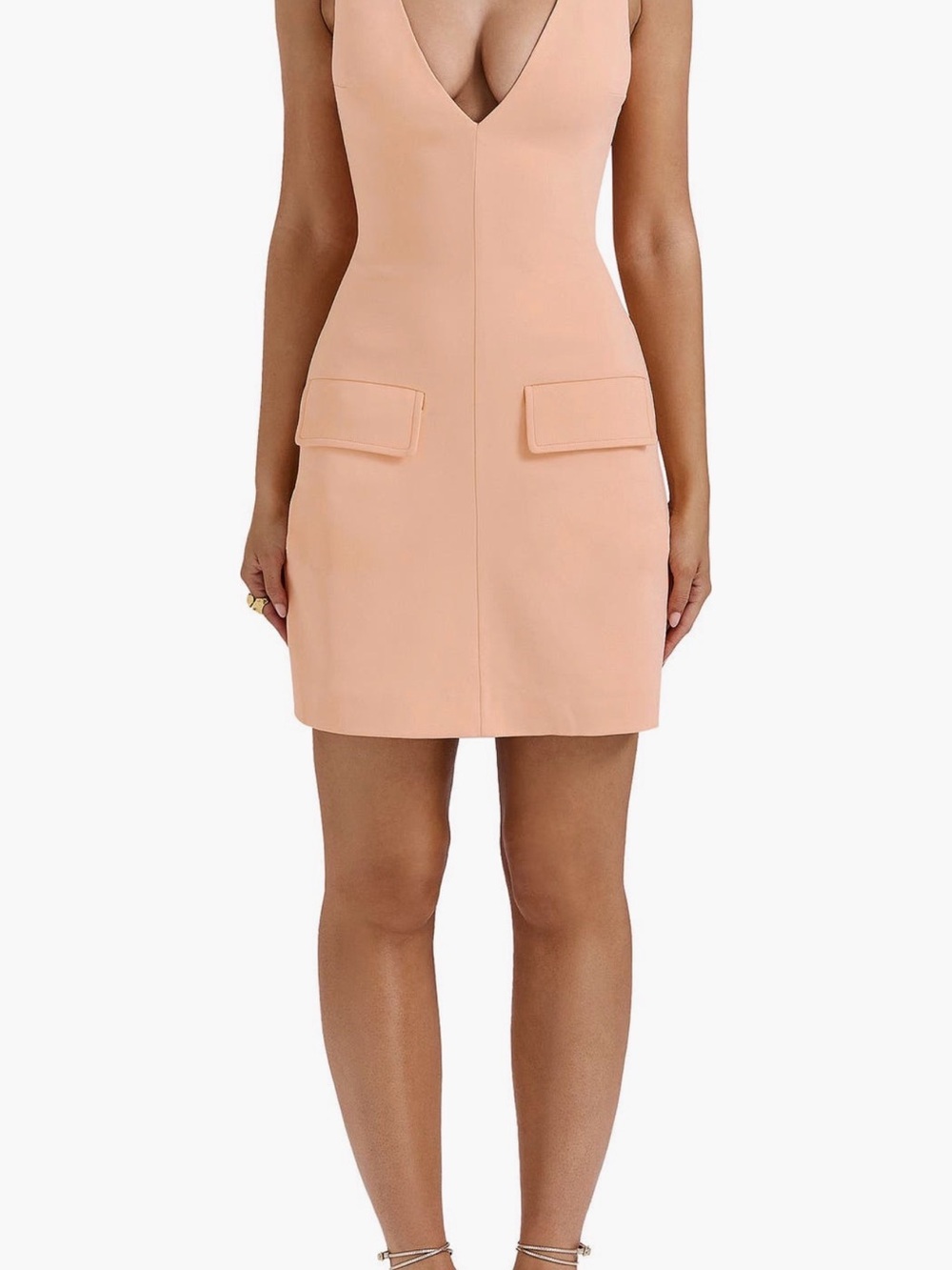 House of CB Peach Plunge V-Neck Mini Dress
